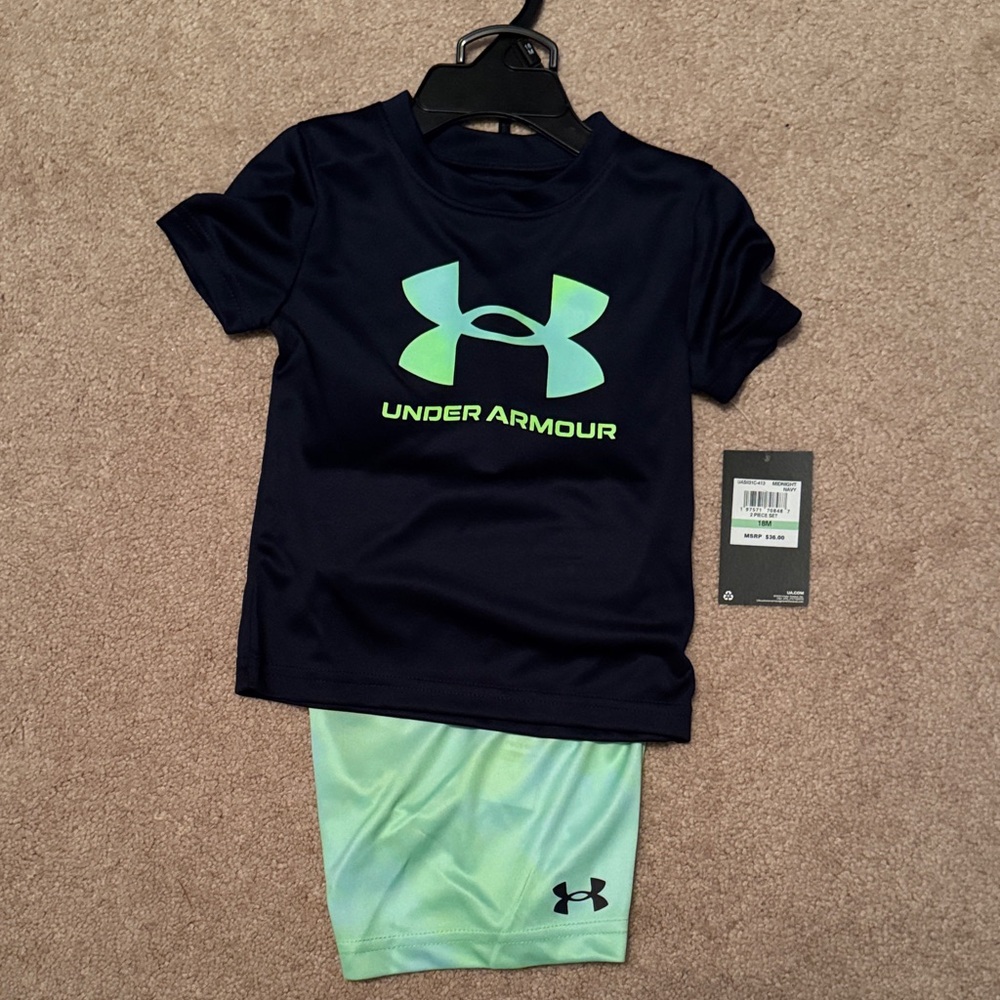 Under Armour Midnight Navy and Lime Set